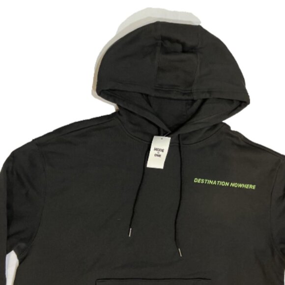 Mode of One Men's Oversized Fit Printed Hoodie Jet Grey Size S - Picture 8 of 9